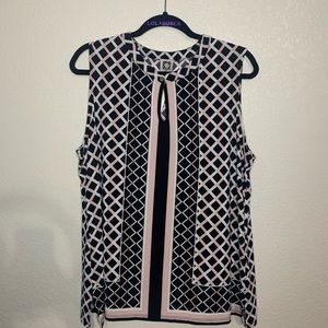 Anne Klein black, white and pink shirt
